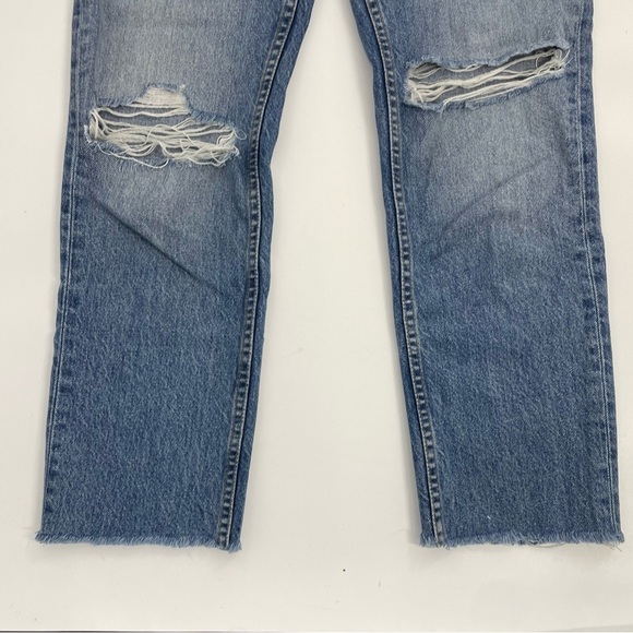 RE/DONE high rise ripped stovepipe designer jeans 25 Button Fly in The Wash - Picture 5 of 15
